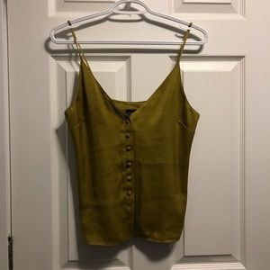Topshop Green/Gold Satin Tank Top
